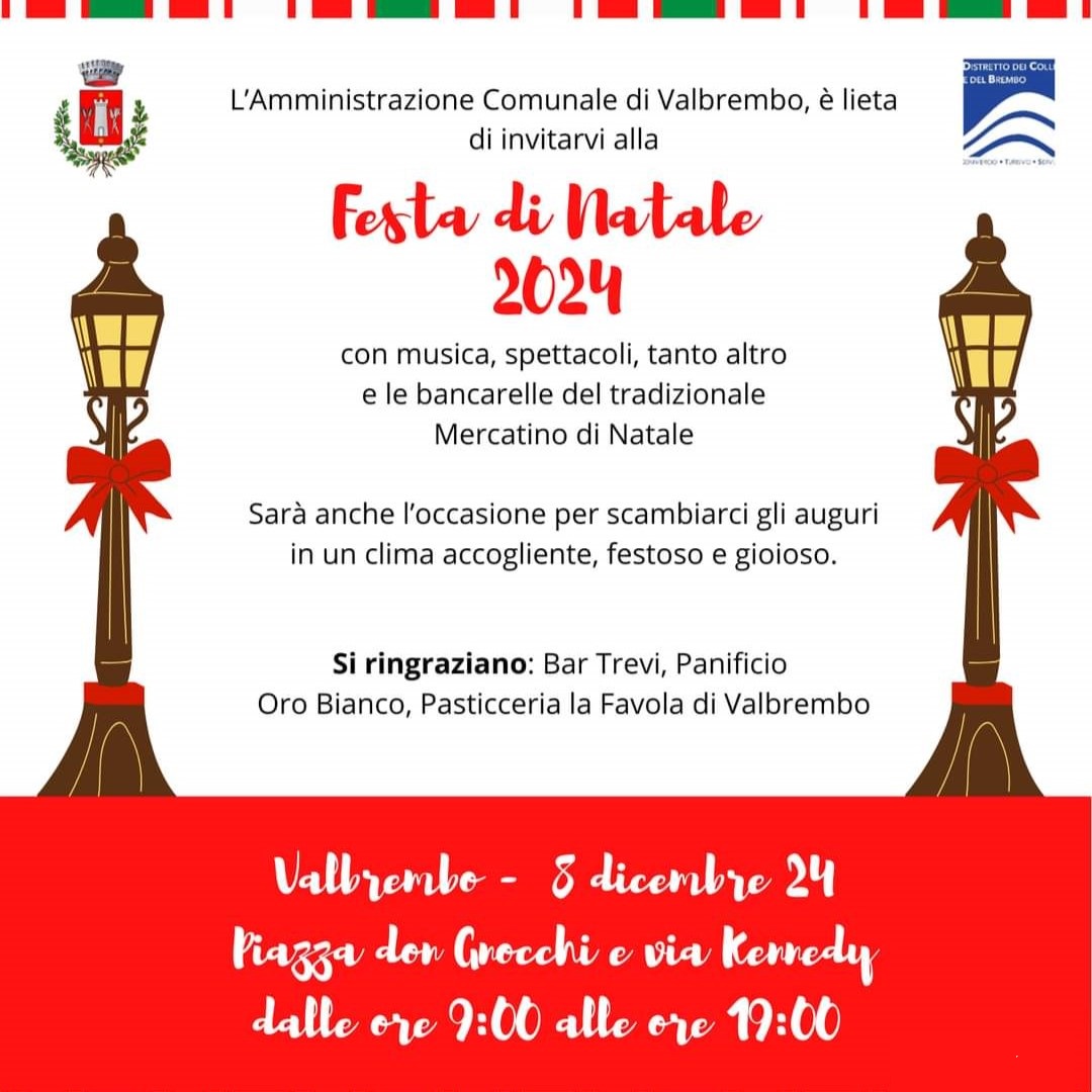 Festa di Natale 2024 con musica, spettacoli, tanto altro e le bancarelle del tradizionale Mercatino di Natale